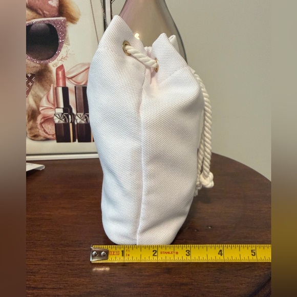 Christian Dior White Pouch with Gold Accents NEW - Picture 7 of 10